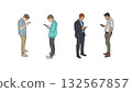 Group of Men standing and looking at smartphones, representing digital lifestyle and modern communication in everyday life 132567857