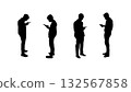 Silhouette of men standing and using smartphones, symbolizing digital lifestyle, social connection, and modern communication 132567858