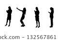 Silhouette of women standing and using smartphones, symbolizing digital lifestyle, social connection, and modern communication 132567861