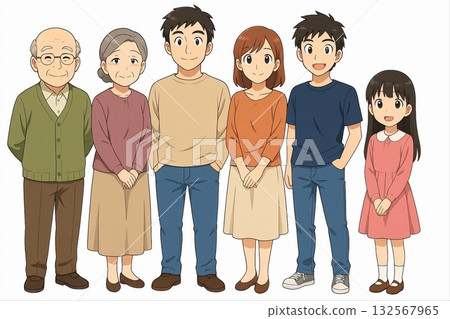 A family standing side by side A family standing side by side 132567965