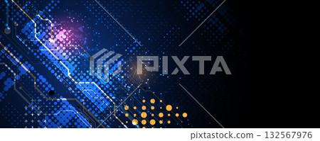 Abstract circuit technology style concept particles background 132567976