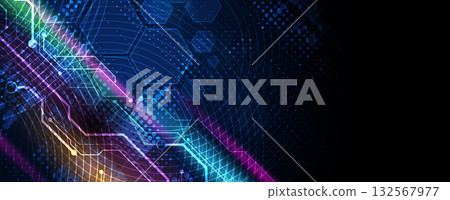 Abstract circuit technology style concept particles background 132567977