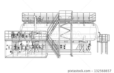 Industrial Tank Blueprint. Vector Industrial Tank Blueprint. Vector 132568657