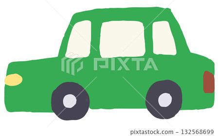 一輛綠色汽車的手繪插圖 一輛綠色汽車的手繪插圖 132568699