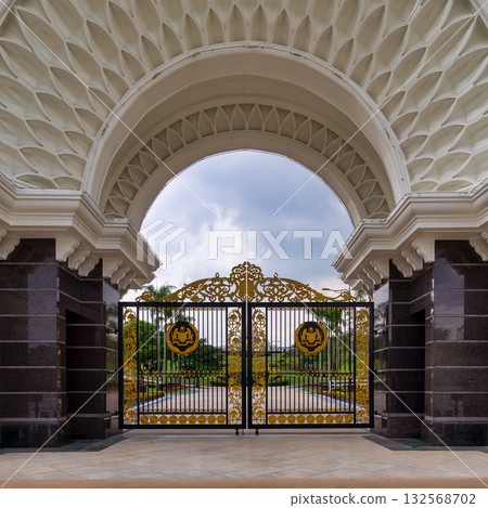Ornate Main Gate and Archway of Istana Negara Royal Palace, Kuala Lumpur, Malaysia 132568702