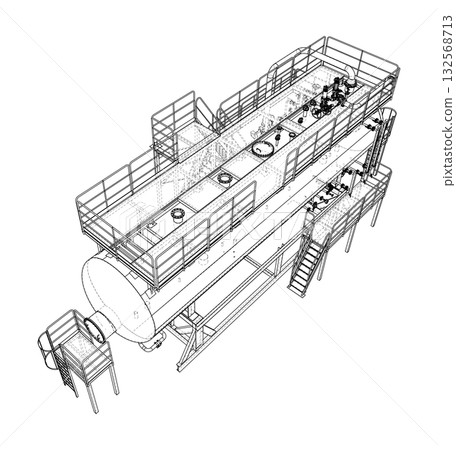 Industrial Equipment Blueprint. Vector Industrial Equipment Blueprint. Vector 132568713