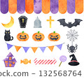 Watercolor Halloween illustration set 132568764