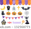 Watercolor Halloween illustration set 132568773