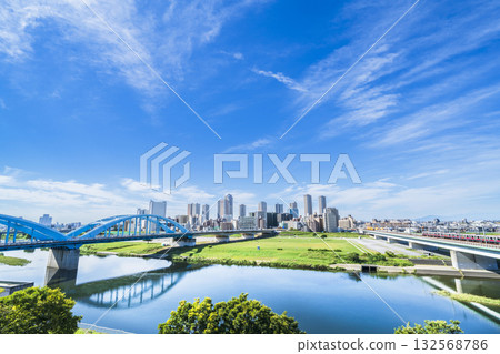從玉川淺間神社的觀景台上眺望武藏小杉市景 [神奈川縣川崎市] 132568786