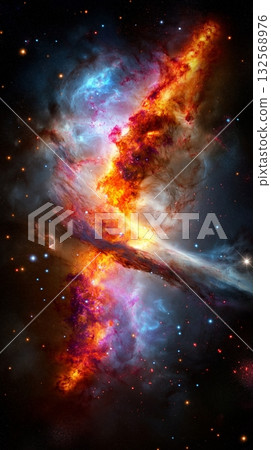 Spectacular cosmic nebula with vibrant colors in deep space 132568976