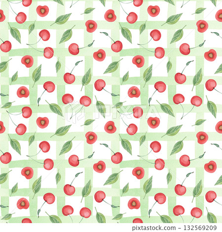 Watercolor cherry seamless pattern Watercolor cherry seamless pattern 132569209