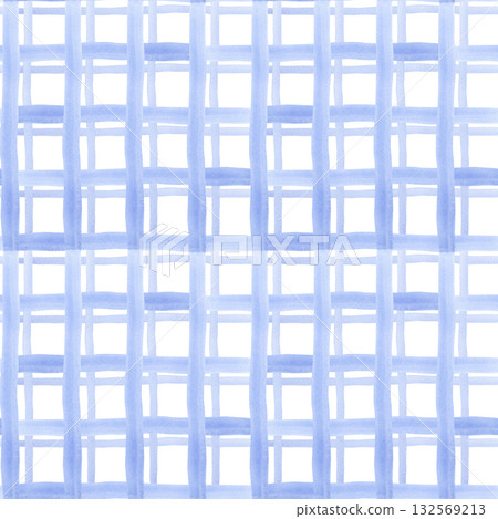Watercolor blue checkered seamless pattern 132569213
