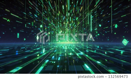 Game background: Digital cyber world horizon 132569473