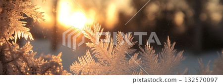 Stunning Winter Frost Patterns on Golden Sunrise Background Nature Photography ice art ice cold view Stunning Winter Frost Patterns on Golden Sunrise Background Nature Photography ice art ice cold view 132570097
