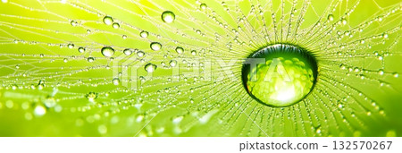 Macro Photography Dewdrops Green Nature Web Abstract Background view water fresh clean shiny light 132570267