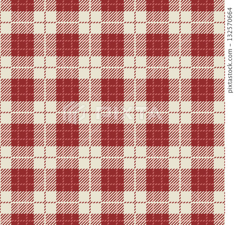 Bright Red Cream Holiday Plaid 132570664
