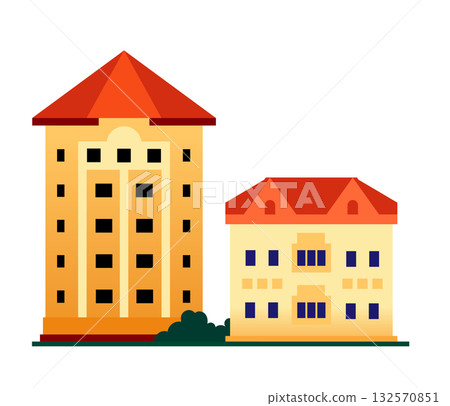 Modern houses - colorful flat design style illustration 132570851