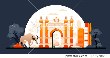 Travel to Spain - colorful flat design style illustration 132570852