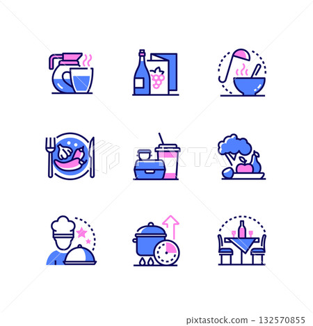 Restaurant - modern line design style icons set 132570855