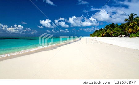 White sand beaches and calm emerald green waters 132570877