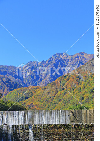 Mt. Goryu in autumn as seen from Gentaro Embankment Mt. Goryu in autumn as seen from Gentaro Embankment 132570963