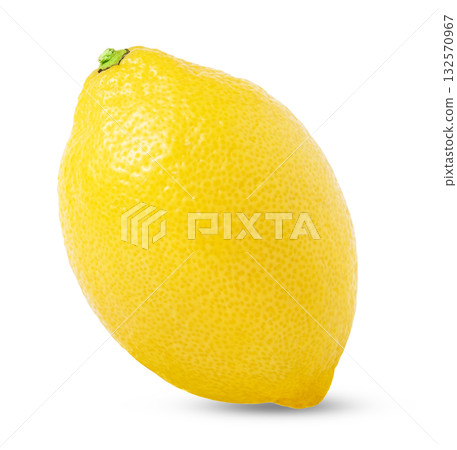 Juicy standing lemon isolated on white background with clipping path. 132570967