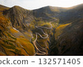 Mountain winding road in Tusheti in Georgia 132571405