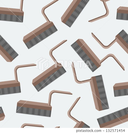 Brown brush for clothes and shoes seamless pattern design. Natural bristles, endless background, repeating print, ecological zero-waste supplies. Flat vector illustration for wrapping, fabric, package Brown brush for clothes and shoes seamless pattern design. Natural bristles, endless background, repeating print, ecological zero-waste supplies. Flat vector illustration for wrapping, fabric, package 132571454