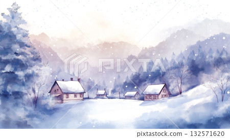白雪皚皚的樹木和一座小房子,一幅水彩冬日風景插畫,一幅充滿奇幻色彩又溫暖人心的自然景象。 白雪皚皚的樹木和一座小房子,一幅水彩冬日風景插畫,一幅充滿奇幻色彩又溫暖人心的自然景象。 132571620