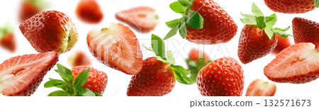 Strawberry berry levitating on a white background 132571673