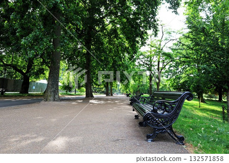Park bench in lush Hyde Park Park bench in lush Hyde Park 132571858