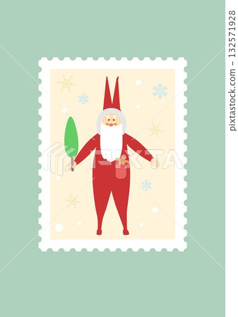Christmas Santa Claus stamp mail mall style illustration vector Christmas Santa Claus stamp mail mall style illustration vector 132571928