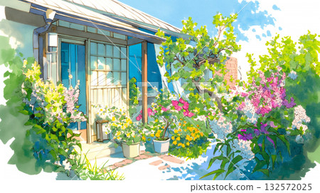 用G筆和圓頭筆繪製的柔和房屋和時令花卉 | 線條畫風格,敘事性風景 用G筆和圓頭筆繪製的柔和房屋和時令花卉 | 線條畫風格,敘事性風景 132572025