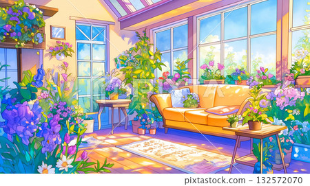A warm afternoon of sunlight filtering through the trees and plants decorating a room and garden | G-pen style - Living with light and nature 132572070