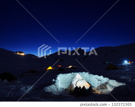 View of Mount Dainichi from Raichozawa Campground at dusk 132572305