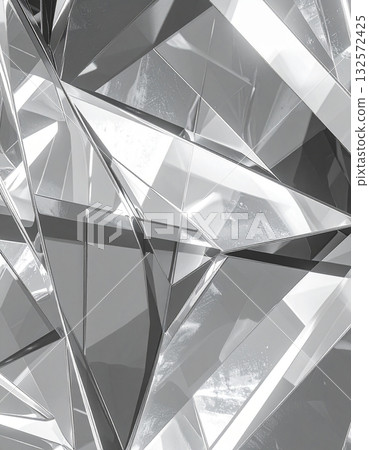 銀色多邊形構成的幾何背景，能夠反射光線 132572425