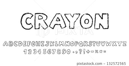 Charcoal kids font. Doodle alphabet, numbers, signs 132572565