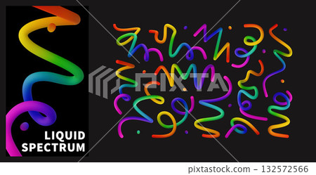 Colorful Liquid Spectrum Design Featuring 3D Rainbow Spline Patterns 132572566