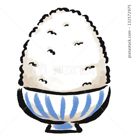 超級堆成小山的米飯 - 手繪筆觸插圖 132572975