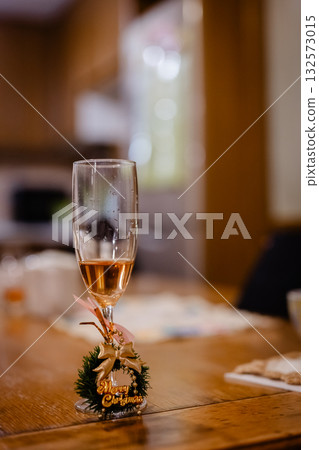 Stylish champagne glasses and Christmas 132573015