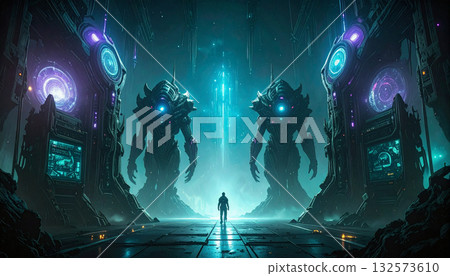 Minimal Futuristic Data Panel for AI Dashboard UI. AI themed Background. Generated Image 132573610