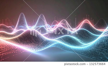 Abstract AI Signal Waves Across Digital Landscape. AI themed Background. Generated Image Abstract AI Signal Waves Across Digital Landscape. AI themed Background. Generated Image 132573664