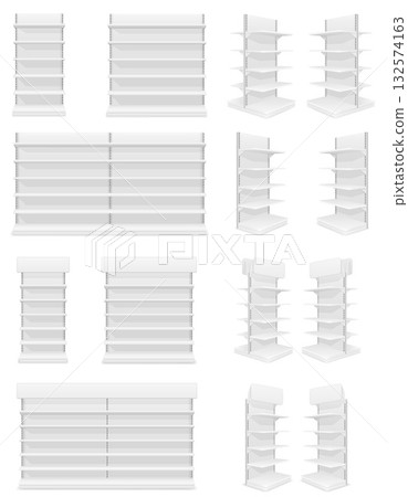 shelving rack for store in shop market cartoon stock vector illustration 132574163
