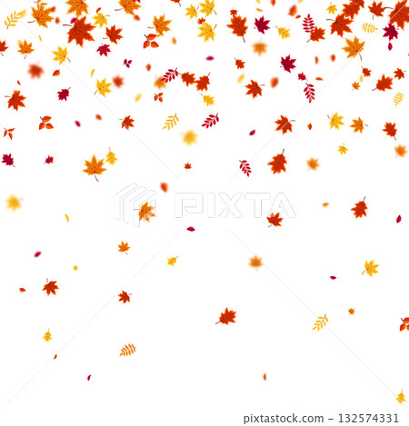 Autumn flying and falling leaves background with colorful seasonal foliage in red, orange, and yellow. Perfect for nature themes, seasonal sales, posters. Vector illustration Autumn flying and falling leaves background with colorful seasonal foliage in red, orange, and yellow. Perfect for nature themes, seasonal sales, posters. Vector illustration 132574331