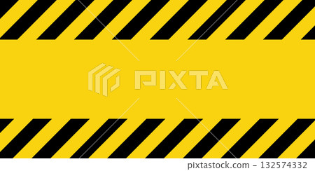 Warning sign with yellow and black diagonal lines. Attention, danger or caution symbol. Construction site signage, road safety notice, hazard banner, security alert shield. Vector illustration Warning sign with yellow and black diagonal lines. Attention, danger or caution symbol. Construction site signage, road safety notice, hazard banner, security alert shield. Vector illustration 132574332