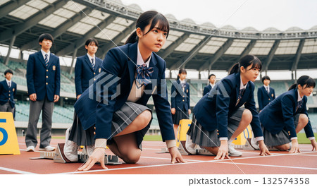 高中女生準備開始考試的圖片 132574358