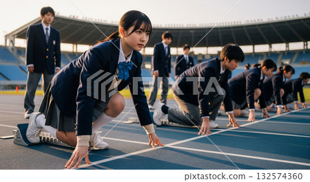 High school girl preparing to start exam image 132574360