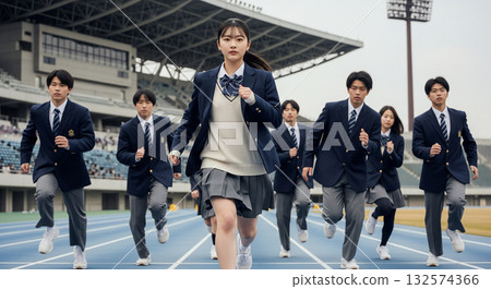 高中女生同台競技－考試圖片 132574366