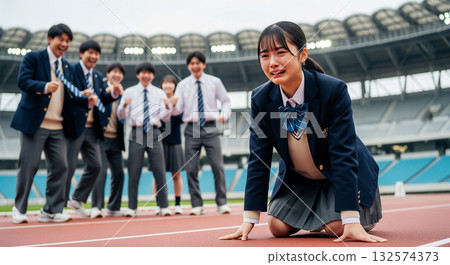 高中女生比賽失利後沮喪不已，考試照片 132574373