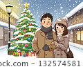一對夫婦正在享受白色聖誕節 132574581